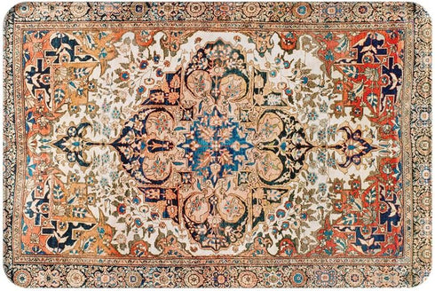 20x30 Inch Vintage Bath Mat, Antique Rustic Aesthetic Yellow Orange Tribal Bathroom Boho Rugs, Washable Cover for
