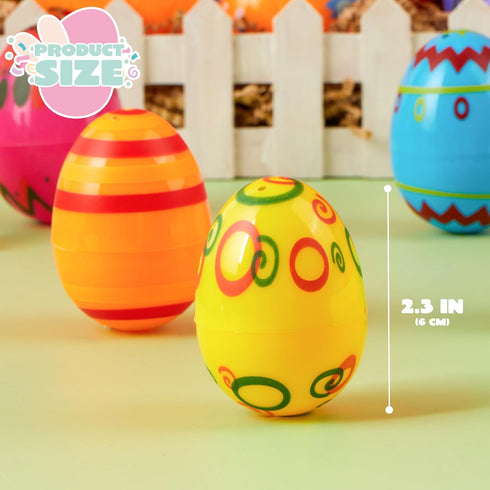 36PCS 2.3" JOYIN Printed Empty Colorful Plastic Eggs Fillable, Bright Plastic Eggs Bulks for Festival Hunt, Filling