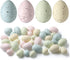SiliFine 36 Pcs Easter Speckled Eggs Plastic Speckled Eggs Bowl and Vase