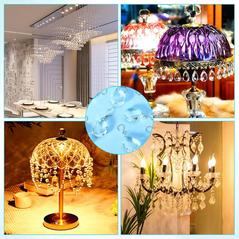 10pcs 38mm Crystal Suncatcher, Hanging Clear Teardrops Crystals Chandelier Parts Prisms Pendants with Hook for Windows