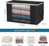 Large Storage Bags, 3 Pack Clothes Storage Bins Foldable Closet Organizers Storage Containers with Durable Handles Thick Fabric for Blanket Comforter Clothing Bedding 90L (Black) by Budding Joy