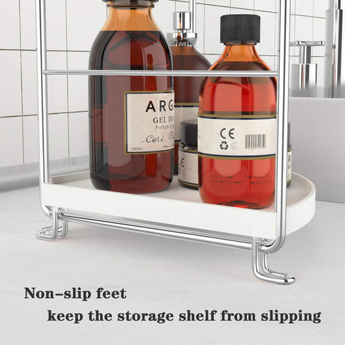 FSyueyun 2-Tier Corner Bathroom Counter Organizer, Tool-less Installation Vanity Shelf for Skincare, Makeup Tray