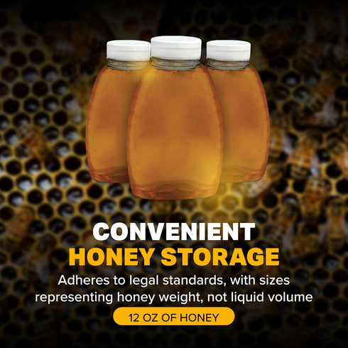 24-Pack, 8 oz Mann Lake Honey Squeeze Bottle, Easy Honey Dispensing, Durable, White Flip-Top Lids Included, Effortless