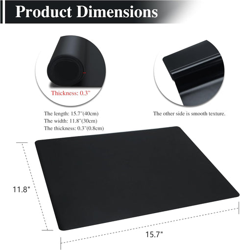 Silicone Mats, YACEYACE 2Pcs 15.7"x 11.8"x 0.03" Black Silicone Placemats, Silicone Table Mat, Silicone Mats for Kitchen Counter, Baking, Jewelry by YACEYACE