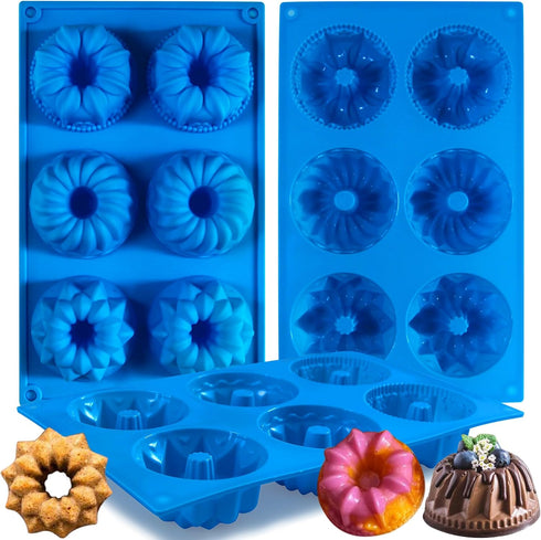 Mini Fluted Tube Cake Pan, 6-Cavity Silicone Mold for Baking, Non Stick Fancy Molds for Fluted Tube Cake