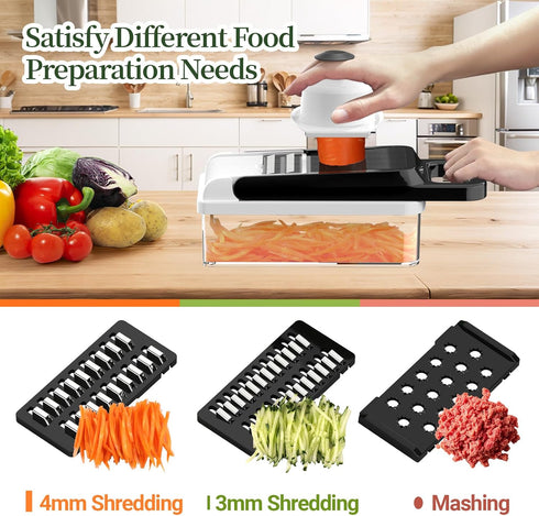 StoreHappily 12-in-1 7 Vegetable Chopper, Blades Veggie Chopper with Container and Lid, Dicer, Slicer, Multifunctional