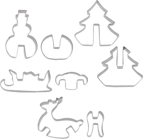 Chicago Metallic Christmas Tree 3D Cookie Cutter Set - 12-Piece, Silver