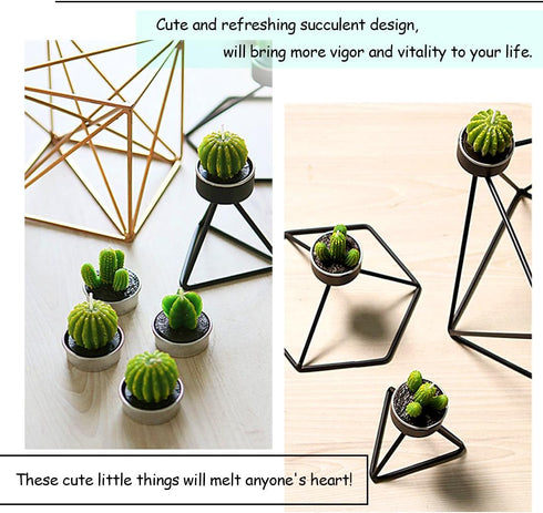 Swpeet 12Pcs Decorative Succulent Cactus Tealight Candles Kit, Cute Smokeless Plants for Festival Wedding Props