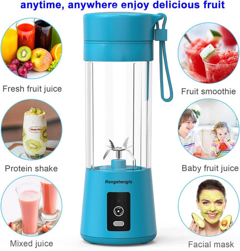 Portable Blender, Mini Personal Blender Bottles for Shakes and Smoothies, USB-C Rechargeable Cordless Electric Juicer