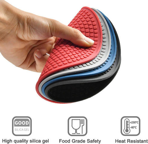 2 Pcs Round Silicone Trivets Pot Holder Mats, Extra Thick Silicone Trivets Heat Resistant hot Pads, Non-Slip Insulation