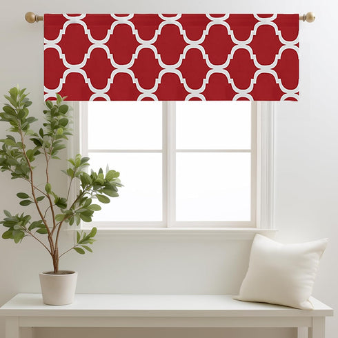 Melodieux 52 by 18 Inch Moroccan Rod Pocket Window Curtains Valance, Red (1 Panel)