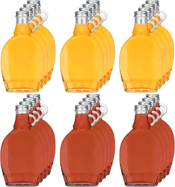 meekoo 24 Pieces 5 oz Glass Syrup Bottles with Aluminum Lid and