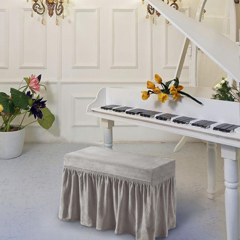 NICEEC Spandex Stretch Piano Bench Cover with Skirt Removable Ottoman Cover Rectangular Washable Stool Slipcover
