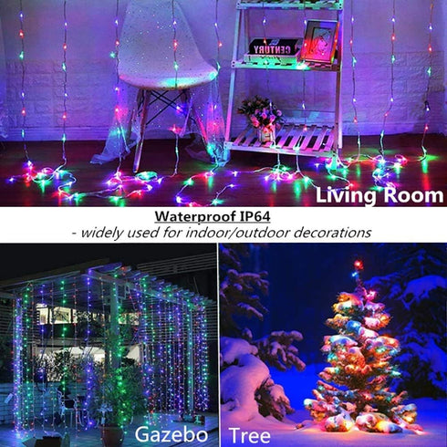 Curtain Lights String Lights Bedroom - 300 LED 9.8x9.8Ft Twinkle String Light Decorations for Indoor Outdoor Decor