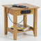 KAWIND Home Light Walnut Solid Wood End Table with Charging Station Compact