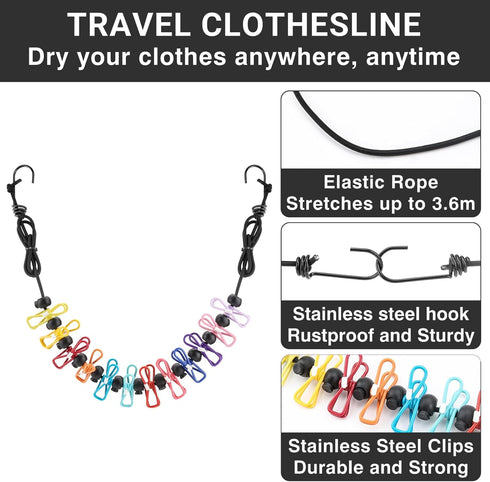 Travel Washing Machine & Retractable Clothesline, Portable Hand Washing Machine & Laundry Wash Bag for Camping