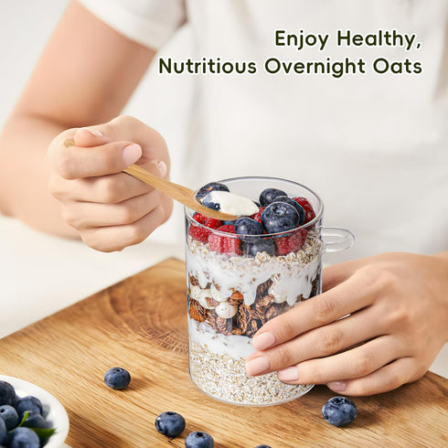 MHDCLY Lids,16oz 4 Pack, Overnight Oats Containers with Overnight Oats Jars Oatmeal Cups,Meal Prep Containers,Glass