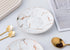 4- 7OZ -TCS26 4) Jusalpha Serve of Hand Printed Golden Matte Ceramic Marble Tea Coffee/Tea Cups with Spoons and Cup