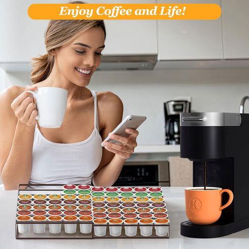 Expandable Coffee Pod Holder Drawer, Compatible with Keurig K-Cup, Holds 35-70 Pods, Organizer for Kitchen, Bronze