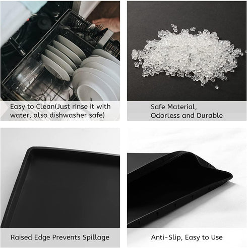 PIVBY Silicone Mat - 18.9 x 11.8" Black Coffee Maker Accessory with Lip for Automatic Machines