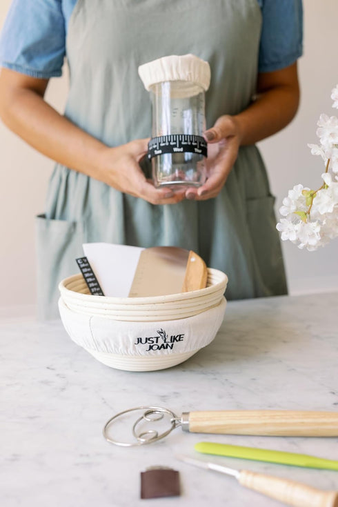 Sourdough Starter Kit Ultimate Sourdough Bread Baking Supplies w/Sourdough Starter Jar & Banneton Basket- Easy Cleaning