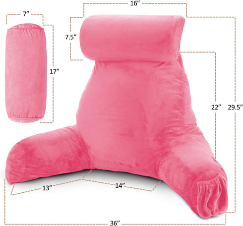 2 Nestl Reading Pillow with Shredded Memory Foam Includes Neck and Lumber Support Pillows, Designed for Sitting Up