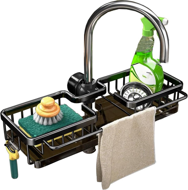 Sink Organizer Rack for Kitchen and Bathroom,Stainless Steel Detachable Hanging Faucet Drain