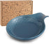 Ceramic Spoon Holder, Large Lace Embossed Spoon Rest for Kitchen Countertop, 5.5inch Utensil Tray (Grayish Blue)