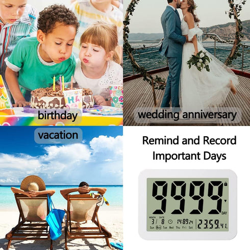 Digital Countdown Days Timer Clock, 9999 Days Count Down Timer with Strong Magnetic Back for Kitchen Cooking