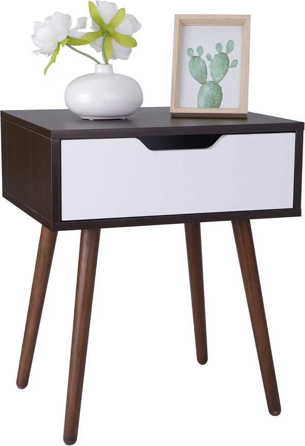 SUPER DEAL Mid-Century End Table Modern Side Table with Drawer Small Table