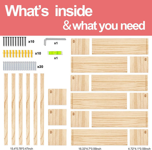 32in Set 3, Fixwal Nursery Bookshelves, Floating Bookshelves for Wall of Wood Wall Mounted Floating Shelves for Baby