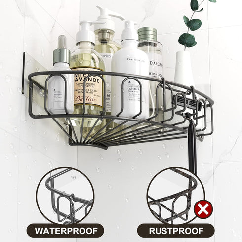 3 Pack, 90-Degree Orimade Corner Shower Caddy Stainless Steel with Hooks Wall Mounted Bathroom Shelf Storage Organizer