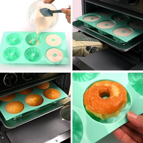 2 Pcs Mini Bundt Cake Pan, 6-Cavity Non-Stick Fluted Tube Cake Pan for Cupcakes, Donuts, Brownies, Jellies
