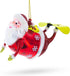 Santa Snowboarding Christmas Ornament, Blown Glass