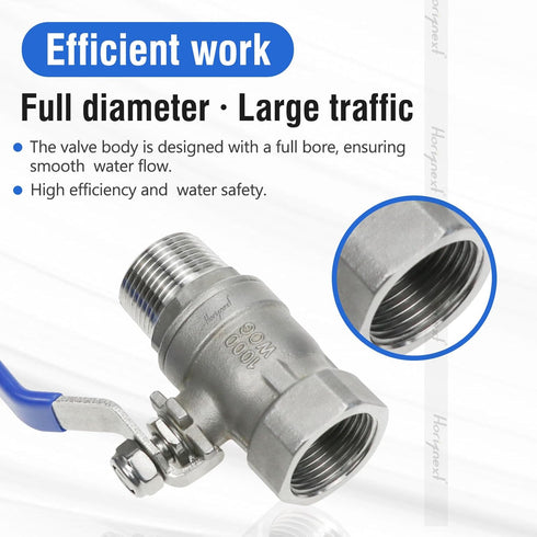 3/4 3/4" GHT Outdoor Spigot - Heavy Duty Stainless Steel Hose Bib with Adjustable Water Flow Valve, Garden Faucet