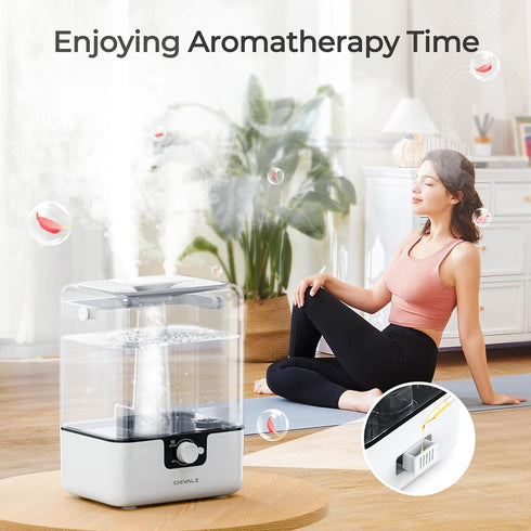 6L 26dB 50H 1 Pack CHIVALZ Humidifiers for Bedroom, Cool Mist Humidifiers for Baby Nursery, Quiet, Runtime, Top Fill