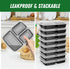 50 Pack (100-Piece) 32 oz 3-Compartment, Meal Prep Containers Reusable with Lids To Go Take Out Plastic Food Storage