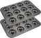 Lawei 2 Pack 12-Cavity Non-stick Donut Pan, Carbon Steel for Muffins, Cakes, and Mini Bagels