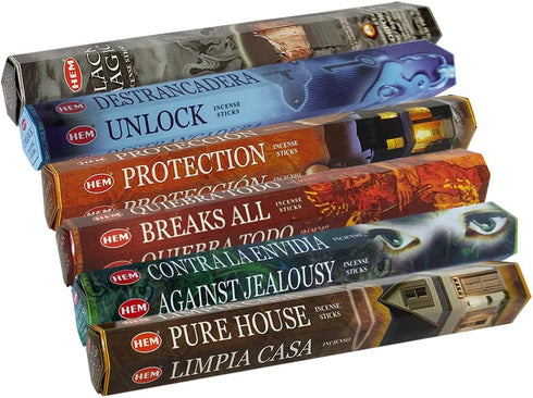 Hem Incense Sticks Variety Pack #21 - Incense Stick Holder Bundle with 6 Witchcraft Themed Fragrances