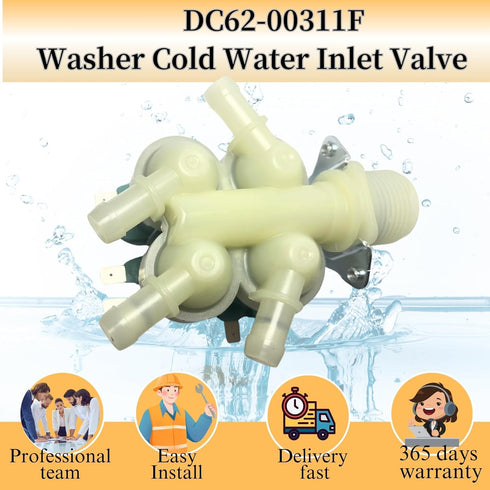 DC62-00214M Washer Water Inlet Valve - Compatible with Samsung Washing Machines - Replaces AP5623062, 2979589, PS4208704, EAP4208704, PD00005798-1 Year Warranty