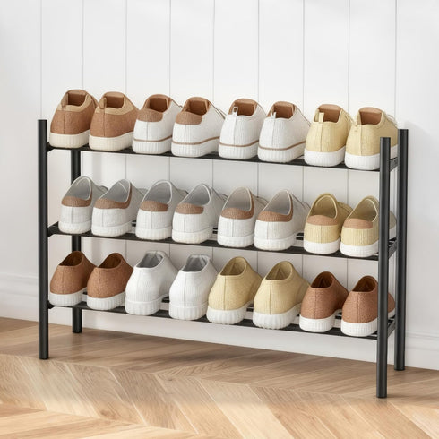 3-Tier Closet Closet AceMining Expandable Shoe Rack, Adjustable Shoe Rack Shoe Organizer Shoe Shelf, Free Standing Shoe