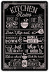 QIONGQI Funny Kitchen Quote Metal Tin Sign, Wall Decor Kitchen Rules Sign for Home Kitchen Coffee Shop Gifts