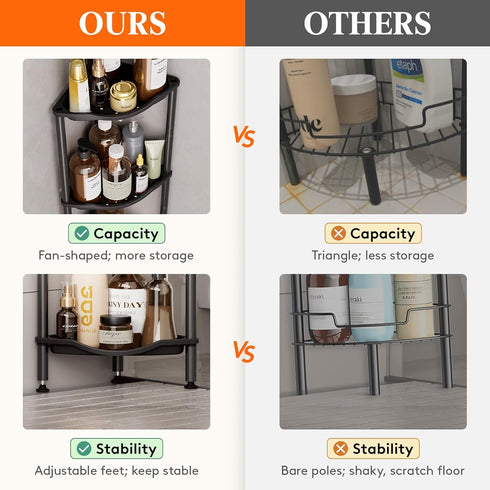 3 34 24 75 cm/13 9.5 29.5 inch Lifewit Floor Standing Shower Caddy Corner, Tier Plastic Shower Stand Rack