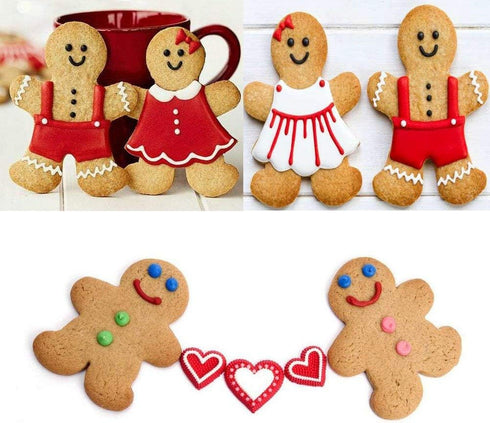 Gingerbread Man and Woman Cookie Cutters Set, 6 pcs Stainless Steel Baking DIY Molds