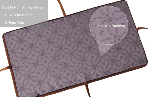 2 Pack 11.8"x15.7" Augld Rectangle Vanity Stool Cushion Washable Non-Slip Makeup Stool with Ties Coffee
