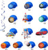 Blulu 30 Pcs Outer Space Party Decoration, Blue Solar System Planet UFO Rocket Astronaut Hanging Swirls