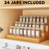 SpaceAid Spice Jars - 24 Pcs with Bamboo Lids and Labels, 4oz Glass Bottles for Spice Rack, Cabinet, and Drawer
