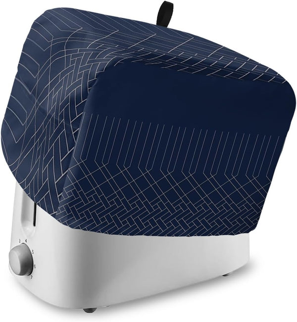 Navy Blue White Geometric Toaster Cover, 4 Slice, Modern Herringbone Abstract Art Cover