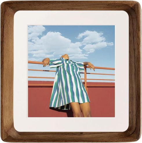 FLECHAZO 8x8 Picture Frames, Natural Walnut Wood 8x8 Frame with Mat for
