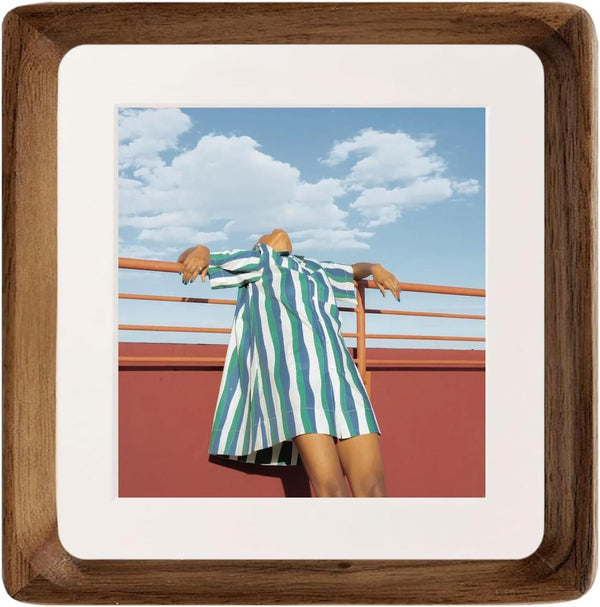 FLECHAZO 8x8 Picture Frames, Natural Walnut Wood 8x8 Frame with Mat for